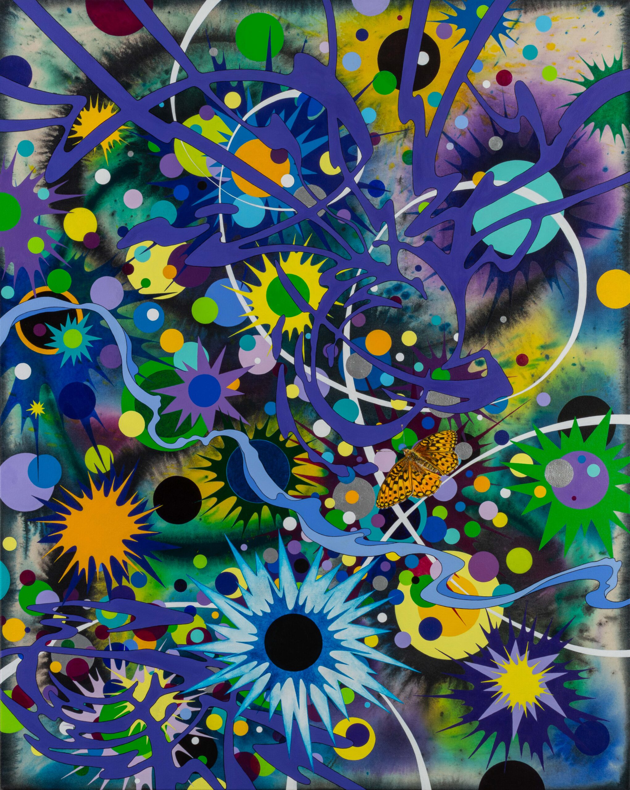 Stargazer, (Great Basin silverspot butterfly), 2024, 40 x 32 inches, acrylic on canvas.