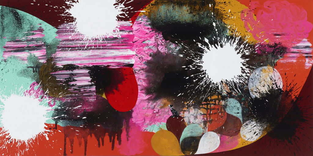 Mika, 2015, 36 x 72 inches, acrylic on canvas, Collection of Recology, San Francisco, CA.