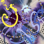 Heed the Mauve of Twilight, (California tiger salamander), 2019, 26 x 26 inches, acrylic on canvas.